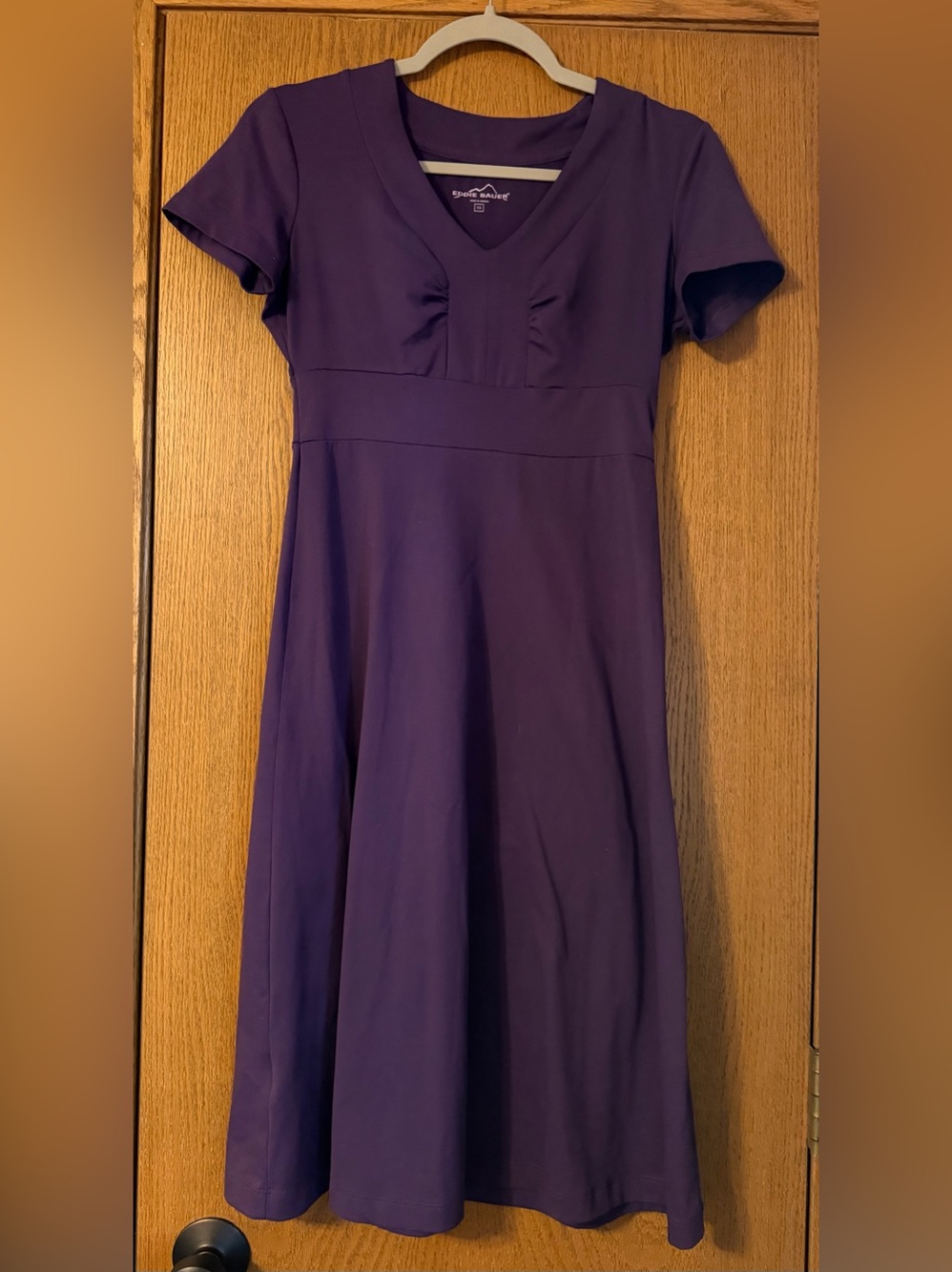 Eddie Bauer Deep Purple V-Neck Travex Midi Dress